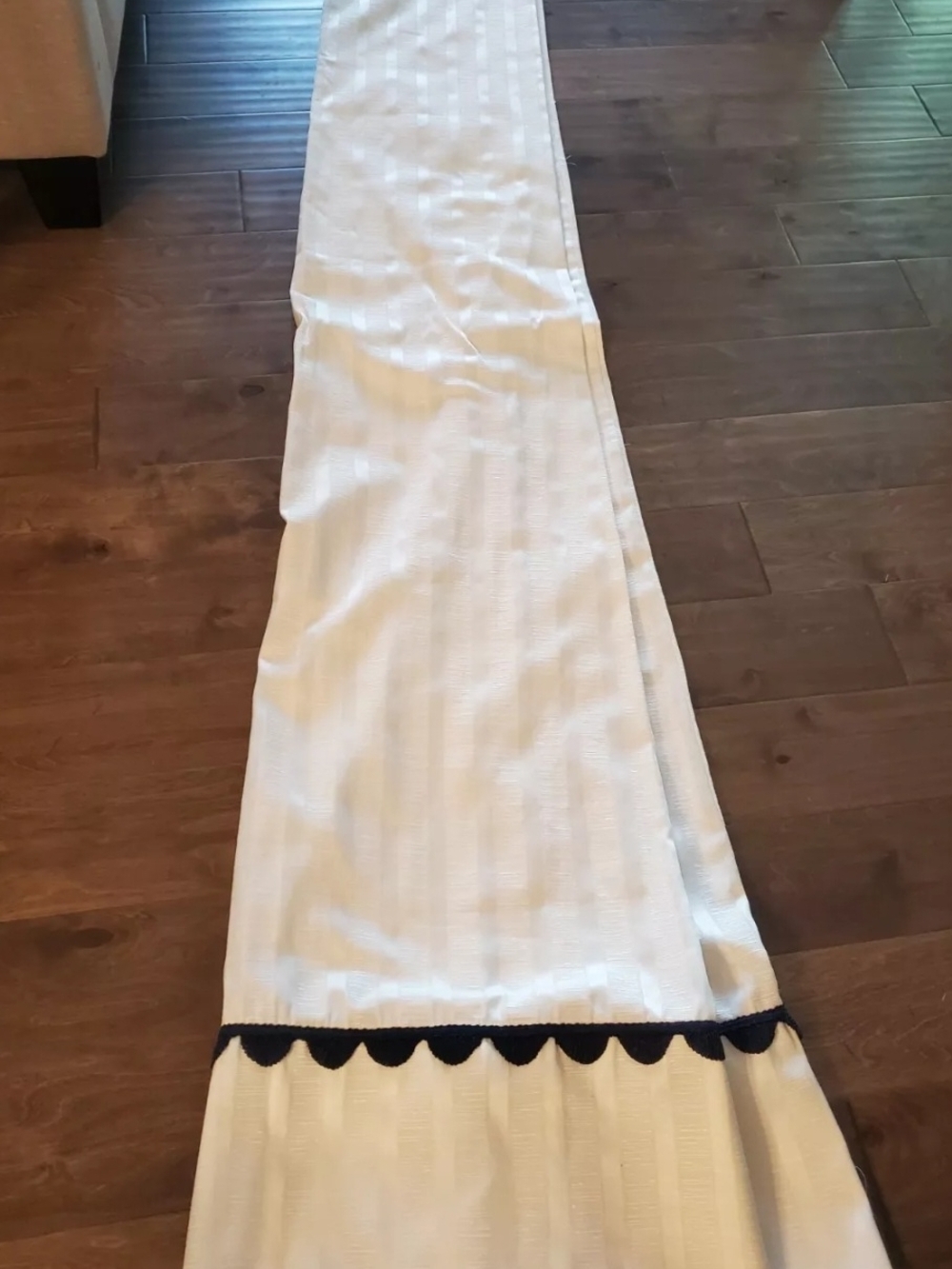White Satin , Cotton and Navy Brocade Curtain. About 5 pounds of fabric. Custom